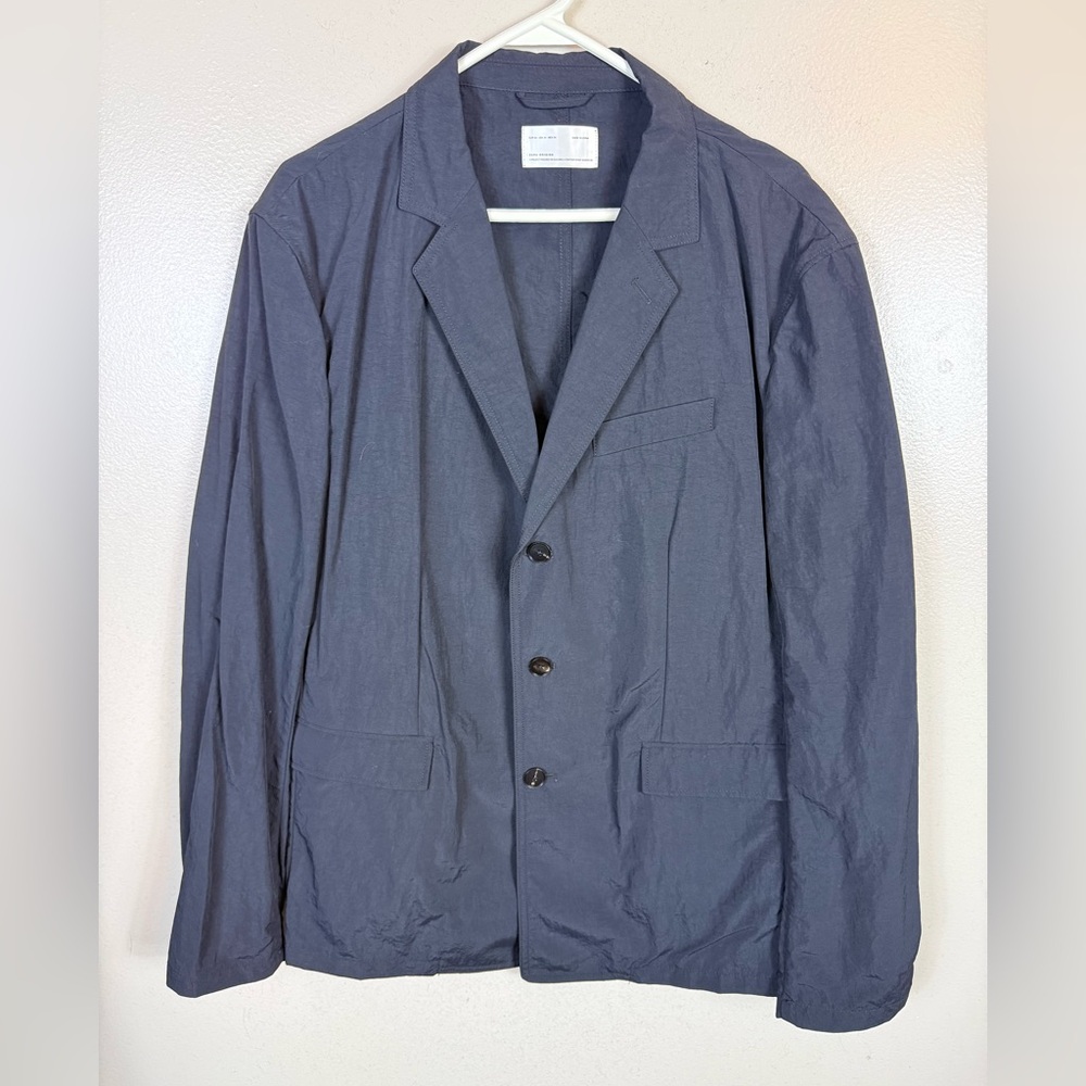 Zara Mens‎ Blazer Black Nylon Size 44 Business Casual Contemporary Lightweight